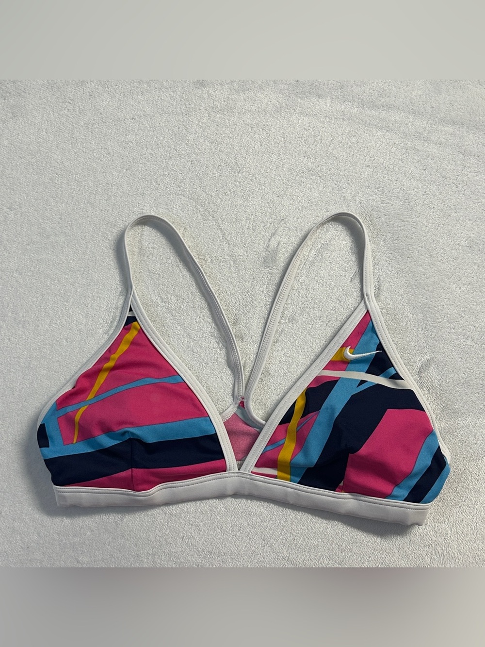 Y2K NIKE women's white/multi racerback bikini top, 6 US.